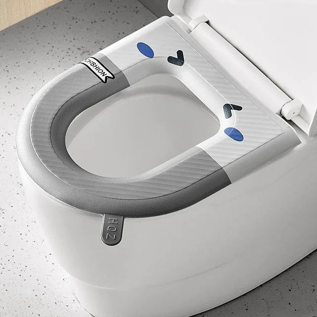 Wasserdichter und waschbarer Toilettensitzbezug von Yiran Furniture in Grau, rutschfester Toilettensitzbezug für zu Hause und auf Reisen - Bild 1