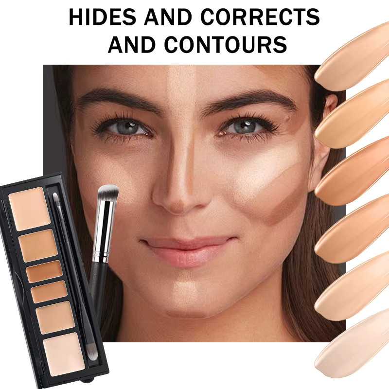 VERONNI Concealer-Palette, 6 Farben, Creme, mit Pinsel - Bild 4