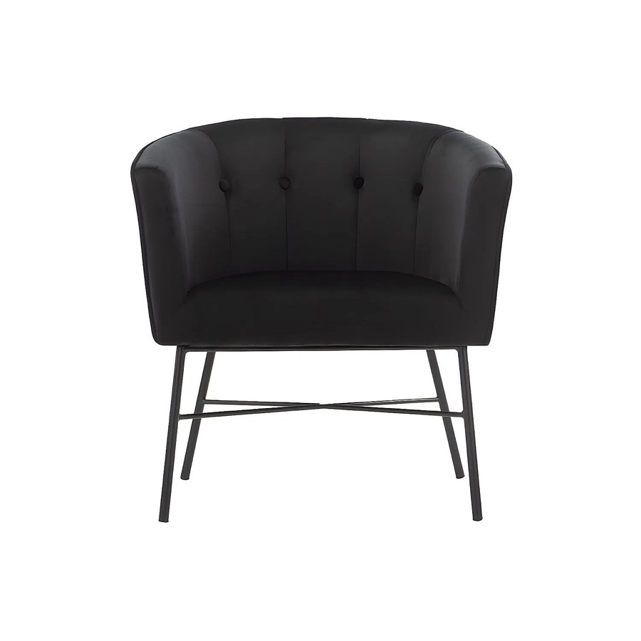 Vente-unique Sessel Fakart mit gerader Rückenlehne und Armlehnen aus Samt in Schwarz - Bild 2