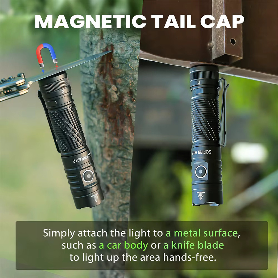 SOFIRN SR12 Taschenlampe mit SFT25R LED, 1450 Lumen, Schwarz, magnetische Endkappe - Bild 4