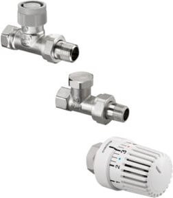 Oventrop Thermostatventil-Set Uni LH DN 10 Durchgang aus Messing in Silber und Grau mit Thermostat - Bild 1