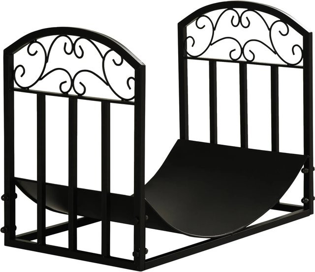 Outsunny Kaminholzregal aus Metall in Schwarz, Belastbarkeit 60 kg, B/T/H: 60,5 x 36 x 46,5 cm - Bild 1
