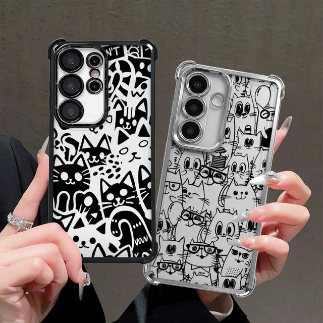 Handyhülle mit Cartoon-Katzen-Design für Samsung Galaxy S26 Ultra S25 S24 S23 S22 S21 Plus S20 FE in Multicolour - Bild 1