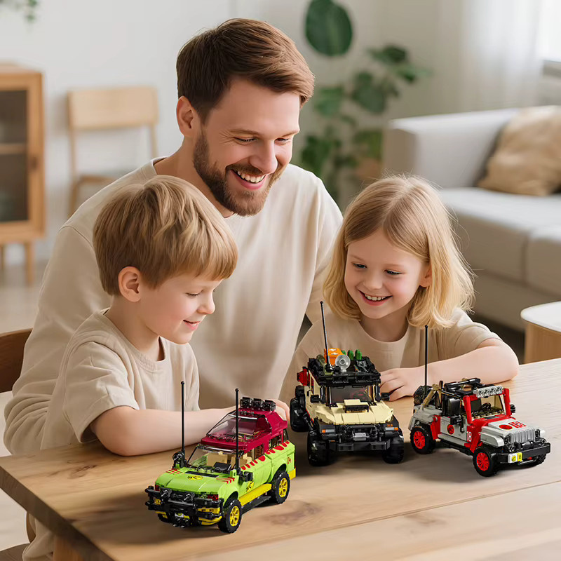 M MENBIS 3-in-1 Dinosaurier-Abenteuer Geländewagen MOC Bausteine-Set mit 1632 Teilen, Jurassic-Serie Spielzeug in Mehrfarbig - Bild 5