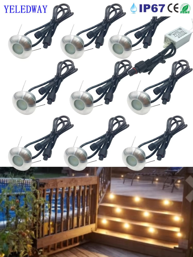YELEDWAY LED Outdoor Treppenlicht in Silber, IP67 wasserdichte Einbauleuchte für Garten und Stufen, warmweißes Rundlicht - Bild 4