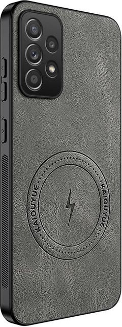 Samsung Galaxy A52 A52s 5G Leder Handyhülle mit Magnetfunktion und kabellosem Laden in Grau - Bild 1