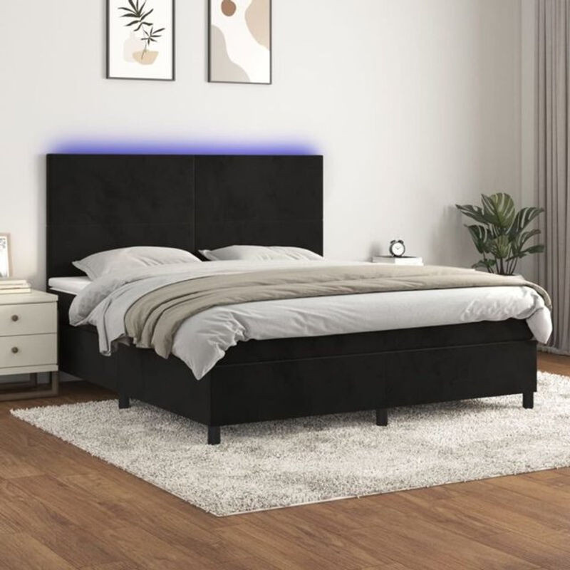 Vidaxl Boxspringbett mit Matratze und Polster in Schwarz aus Samt, B/T/H: 180 x 200 x 118 cm - Bild 1