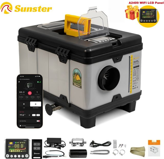 Sunster Smart Diesel Standheizung 8KW mit WiFi und Bluetooth App-Steuerung für 12V/24V/220V, Monobloc Luftheizung mit Thermostat für Auto, Camper, RV und Haus - Bild 1