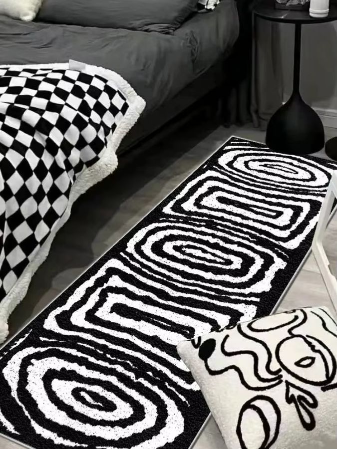 VIKAMA Kunst-Kaschmir-Teppich als langer Plüsch-Nachttischläufer für Schlafzimmer und Wohnzimmer - Bild 2