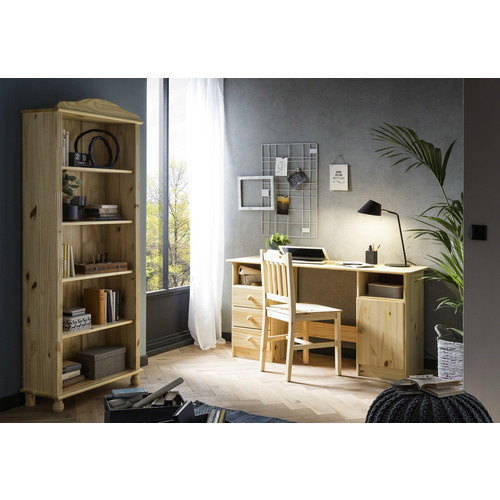 Möbilia Schreibtisch aus Massivholz Kiefer in Beige, B/L/H: 144 x 54 x 73 cm - Bild 2
