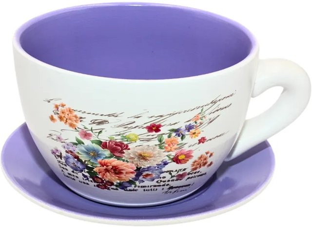 Dekohelden24 Pflanztopf aus Keramik mit Lilienmotiv in Multicolor, B/T/H: 20 x 15 x 12 cm - Bild 1
