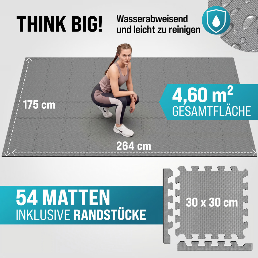MONZANA Bodenschutz-Puzzlematten 54er-Set in Grau, B/T/H: 264 x 175 x 1 cm - Bild 2