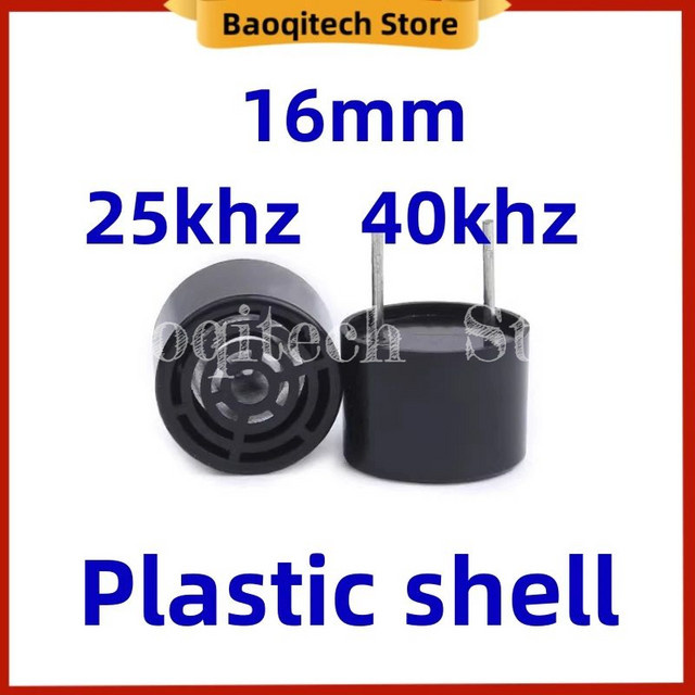 10 Stück Ultraschallsender und Ultraschallempfänger Sonden in Schwarz, Kunststoffschale, 16 mm, 25 kHz und 40 kHz, hochsensible Sensoren - Bild 1