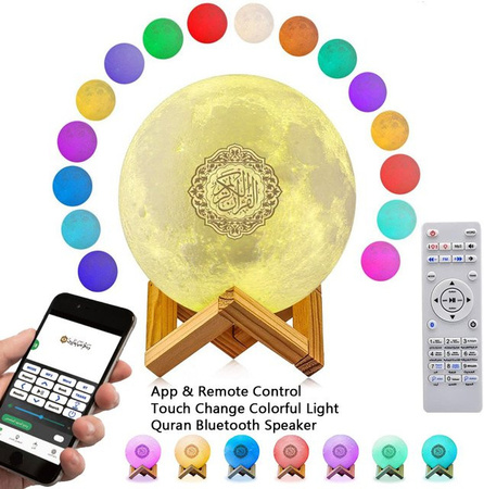 AyeBeau Tragbarer Bluetooth-Lautsprecher mit Nachtlicht und Orient-Design aus Holz für Koran und Arabischen Azan