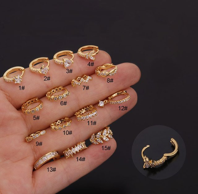 Mling Huggie Hoop Ohrringe, Edelstahl, Gold, Zirkonia, Unisex - Bild 1