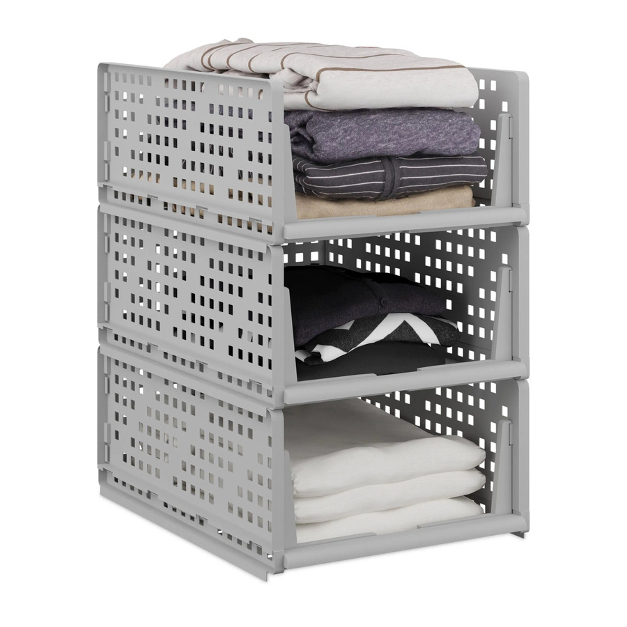 Relaxdays Schrank Organizer Stecksystem aus Kunststoff, Grau, 3er Set, B: 18 cm, T: 33,5 cm, H: 43,5 cm - Bild 2