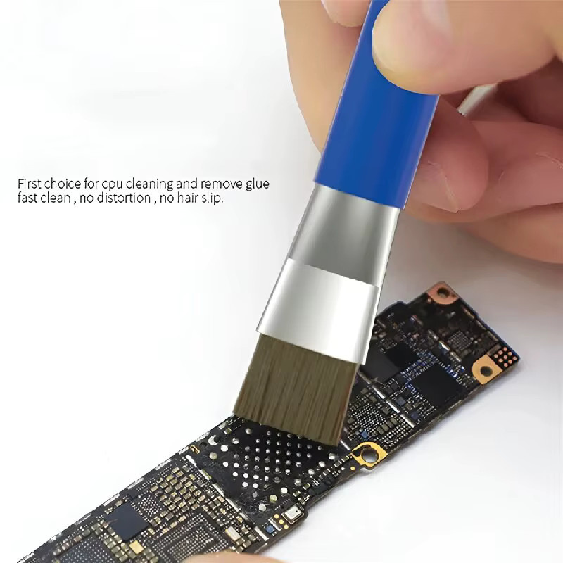 Antistatische ESD-sichere Doppelkopfbürste in Blau zur Reinigung von Leiterplatten, IC-Chips und Mainboards für Mobiltelefone und Computer - Bild 2