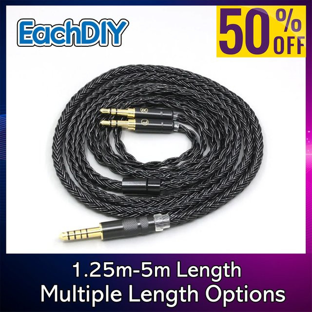 EachDIY 16-adriges 99% 7N OCC Kopfhörerkabel in Schwarz für Hifiman Sundara Ananda HE1000se V2 HE6se V2 V3 HE400SE Arya He-35x Edition XS - Bild 1