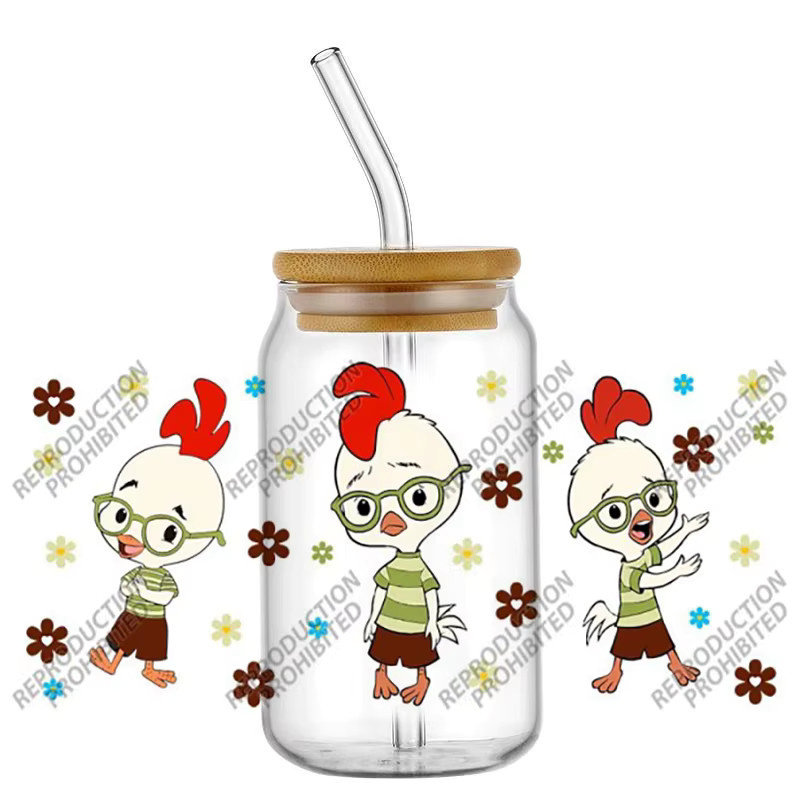 UV DTF 3D Transfer-Aufkleber mit niedlichem Cartoon-Huhn für Glasbehälter, Multicolor - Bild 1
