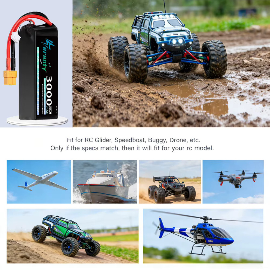 2 Stück TERANTY 3S LiPo-Akku mit 3000mAh, 11,1V/11,4V, 60C/80C, Softcase und XT60 Stecker, Schwarz - Bild 4