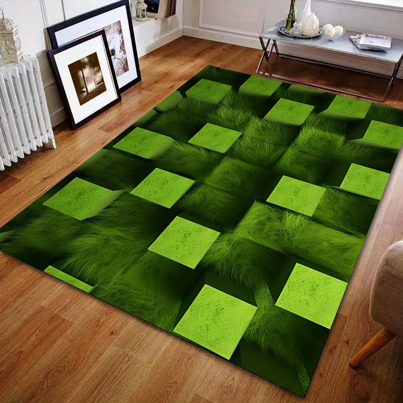 UQIDEHOME 3D Grüner Würfel Illusionsdruck Teppich aus Polyester, B/B: 80 x 120 cm - Bild 4