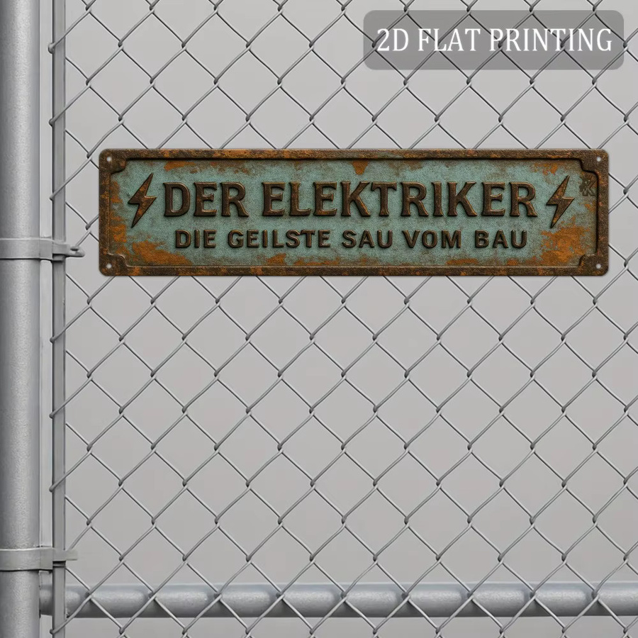 HELLOYOUNG Aluminium-Wandschild Elektriker Humor im Vintage-Stil, rechteckiges Metallschild für den Garten, B: 40 cm, H: 10 cm, T: 1 cm - Bild 3
