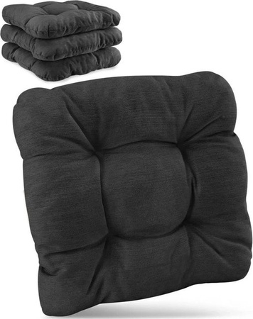 Beautissu 4er Set Premium Stuhlkissen HighLux SK in Anthrazit, B/T/H: 35 x 35 x 8 cm