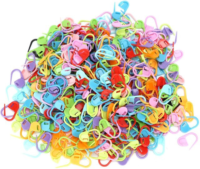 Igeteck Strickmarker aus Kunststoff, 1000 Stück Häkelclips für DIY-Handwerk, bunt und blau - Bild 1