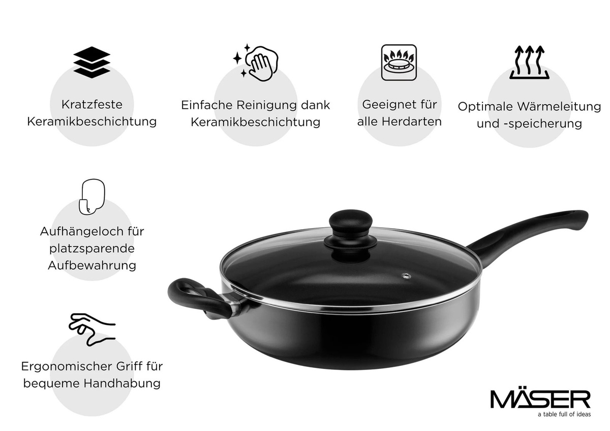 Mäser Hochraumpfannen-Set Ezaki, 3-teilig, Aluminium und Keramik, Schwarz - Bild 3