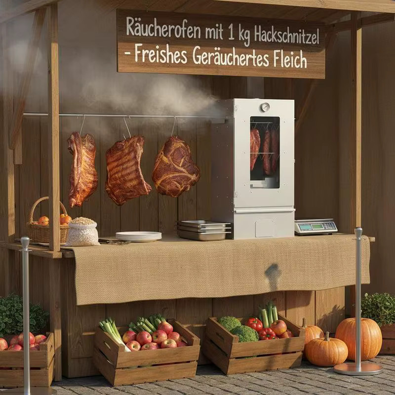 Vertikaler Räucherofen für Fleisch, Fisch, Käse und Wurst in Grau, B/T/H: 44,5 x 29 x 83 cm, inklusive 1 kg Räucherspäne - Bild 2