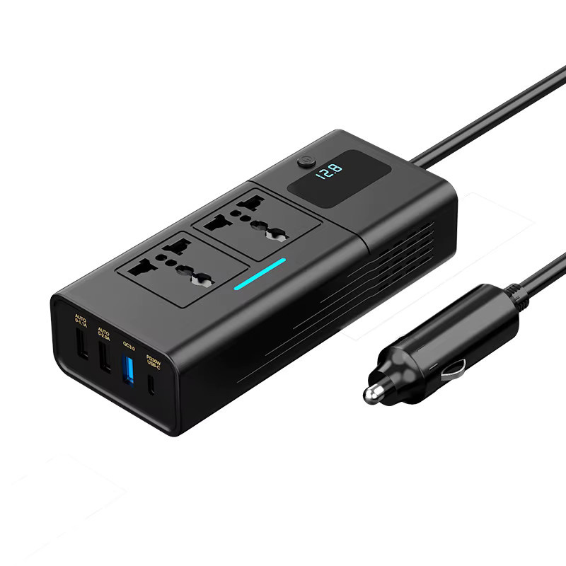 Auto Inverter DC12V zu AC220V 200W mit PD, QC3.0 und 2 USB Ports, Schnellladegerät für das Auto in Schwarz - Bild 5