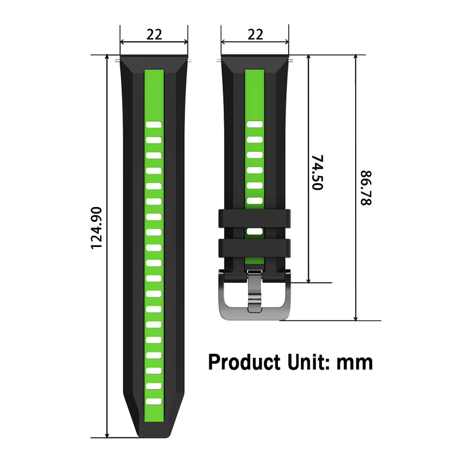 Uhrenarmband Silikon, 22 mm, Schwarz, Unisex - Bild 6