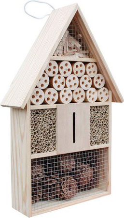 HABAU Insektenhotel aus Kiefernholz mit 150 Brutfächern und Füllmaterial in Beige