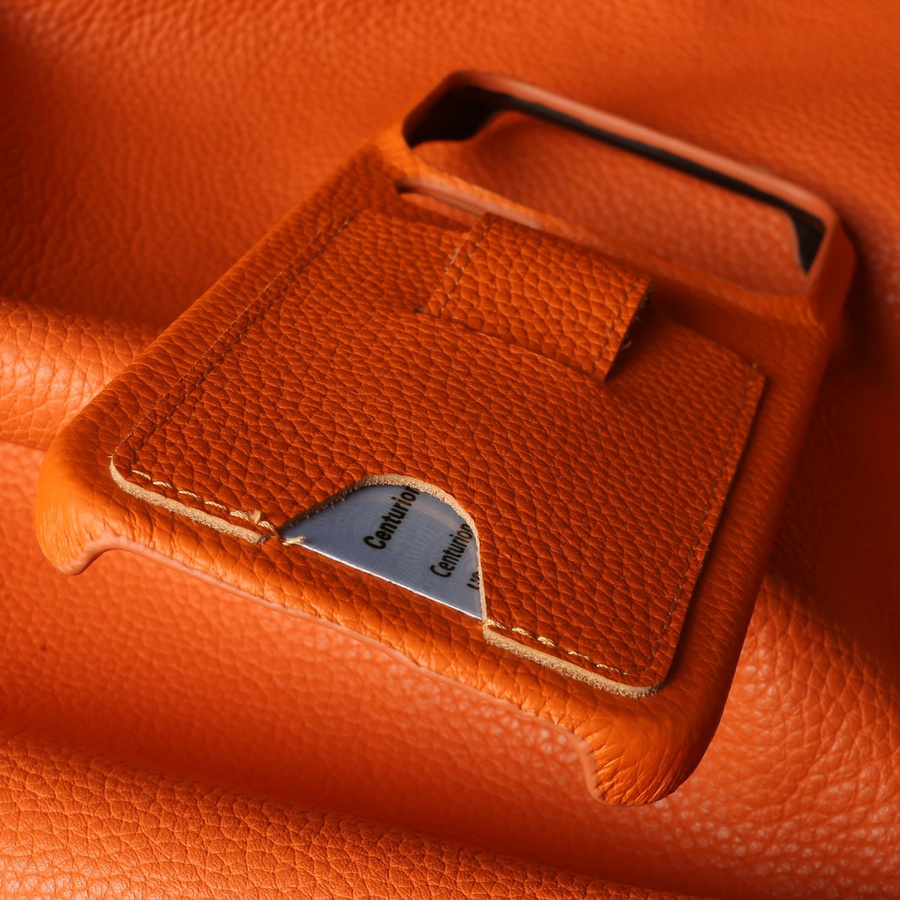 Echtes Lederetui mit Kartenfach für Xiaomi in Orange - Bild 1