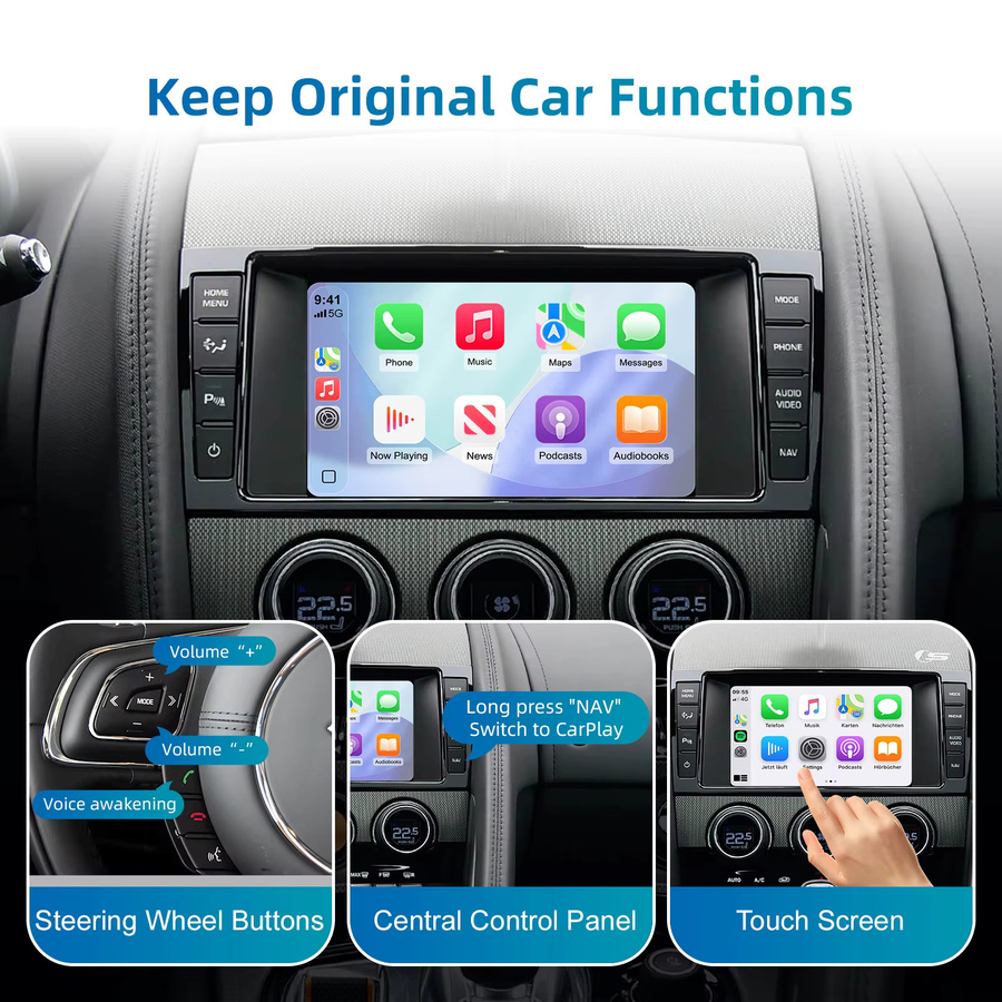 EZonetronics Wireless CarPlay und Android Auto Nachrüstset Decoderbox in Silber für Jaguar XE XF XJL F-TYPE 2012–2016 mit Wi-Fi und Bluetooth - Bild 2