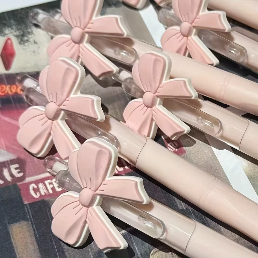 10 Stück rosa Gelstifte mit Schleifenknoten-Design als Klick-Kugelschreiber - Bild 5