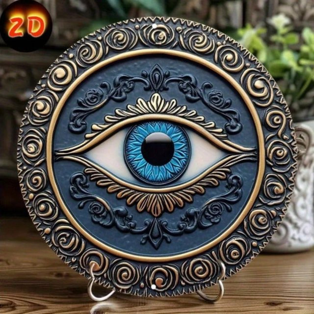 Stargaze Aluminium-Wandschild Auge der Vorsehung im Vintage-Gotik-Stil, rund, mehrfarbig, Durchmesser: 20,0 cm - Bild 1