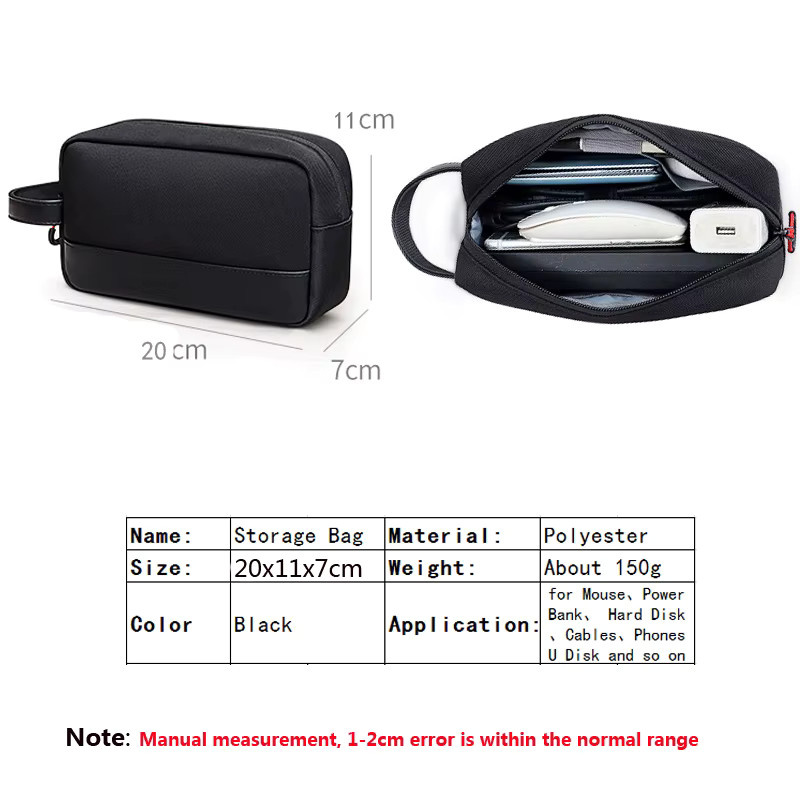 Halilulu Tragbare Reise-Organizer-Tasche für digitales Elektronikzubehör in Schwarz mit Mesh-Fächern - Bild 6