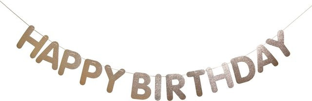 Rico Design Paper Poetry Girlande Happy Birthday in Gold mit Glitzer-Effekt - Bild 1