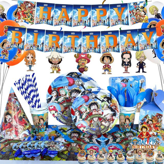 Bandai One Piece Anime Party-Deko-Set mit Banner, Luftballons und Tortendekoration in Mehrfarbig - Bild 1