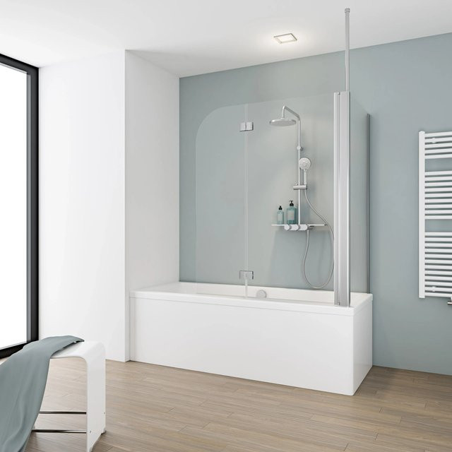 Schulte Badewannenaufsatz 2-teilig mit Seitenwand, transparent, B/T/H: 140 x 114,5 x 70 cm - Bild 1