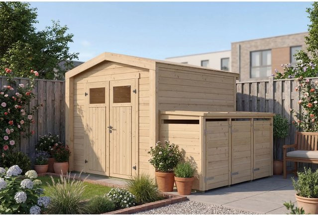 Weka Holz-Gartenhaus Killarney mit Satteldach in Natur Braun, B: 337 cm, T: 248 cm, H: 246 cm - Bild 1