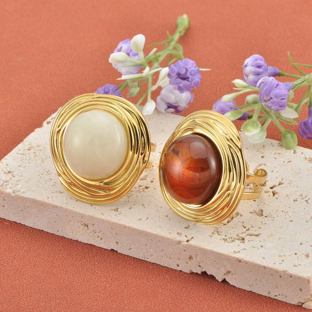 Lokaer Ringe Vintage, Edelstahl, Gold, Kristall, Damen, verstellbar - Bild 1