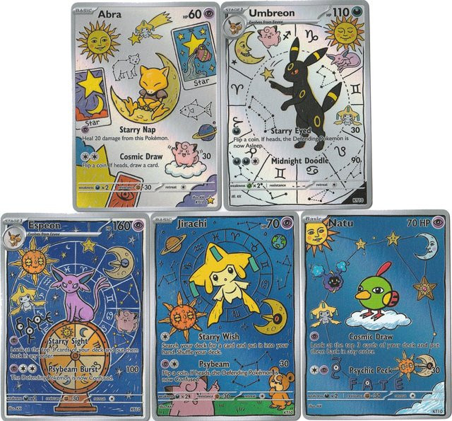 Keeppley Pokémon Abra Umbreon Espeon Jirachi Holo-Karten, 5-teiliges Set - Bild 1