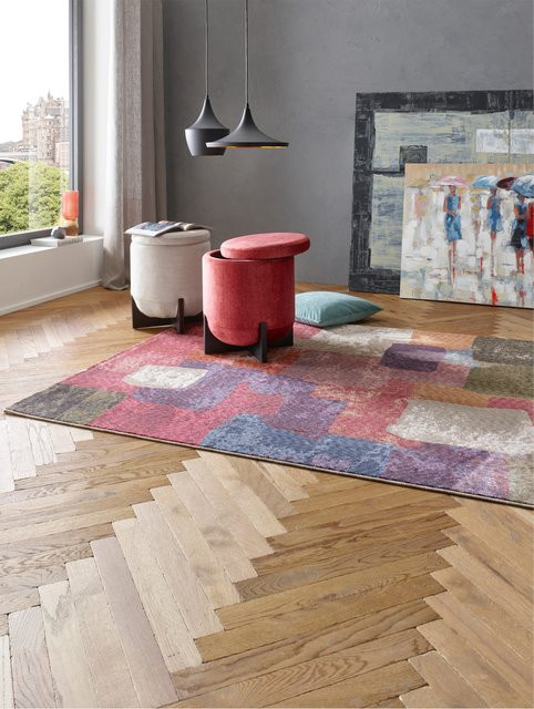 Hocker von Heine Home in Schwarz-Rot mit abnehmbarem gepolstertem Sitz aus Gummibaumholz, B/T/H: 32,5 x 32,5 x 39,0 cm - Bild 1