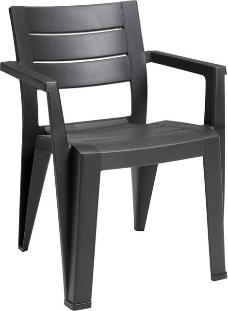 Keter Stapelstuhl Julie in Graphit, moderner Gartenstuhl aus Kunststoff mit Armlehnen, B/T/H: 58 x 62 x 79 cm - Bild 1