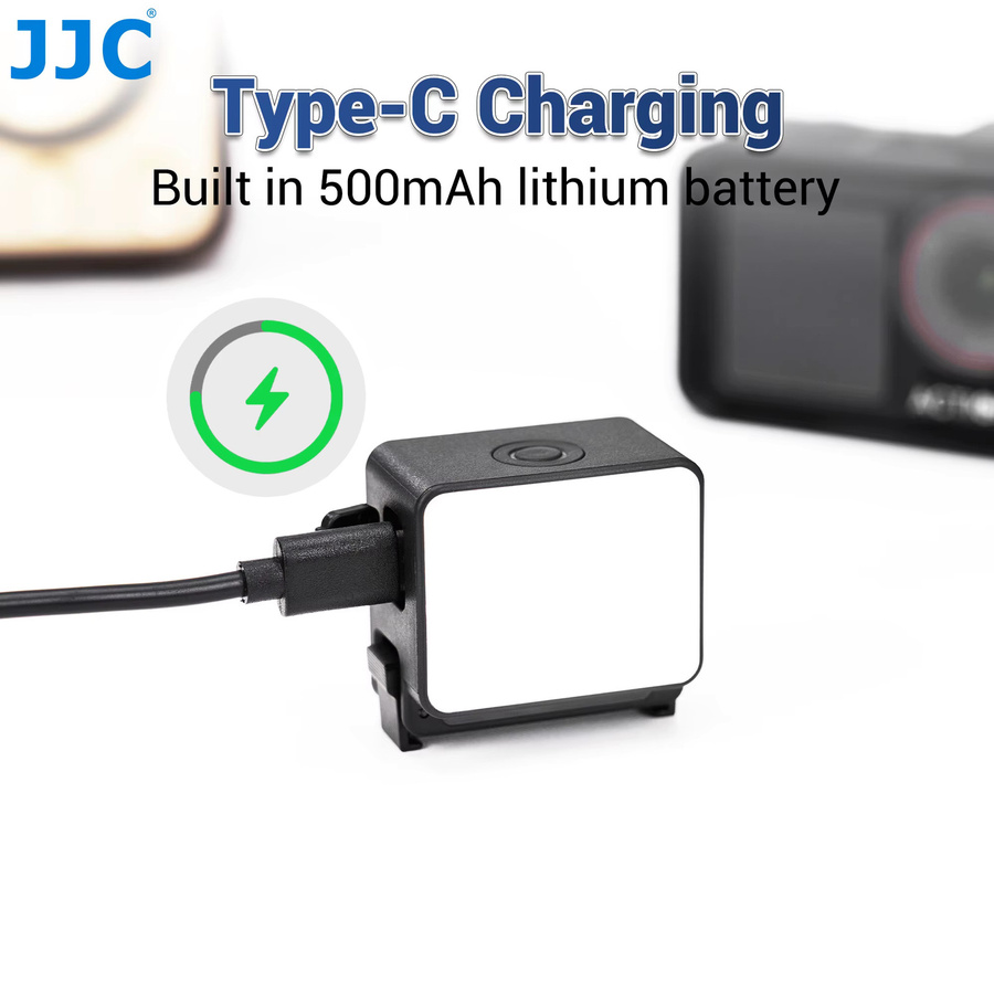 JJC Video-Vlog-LED-Licht für DJI Osmo Action 5 Pro, Action 4 und Action 3, IPX5 wasserdicht, Schwarz, 500mAh - Bild 5