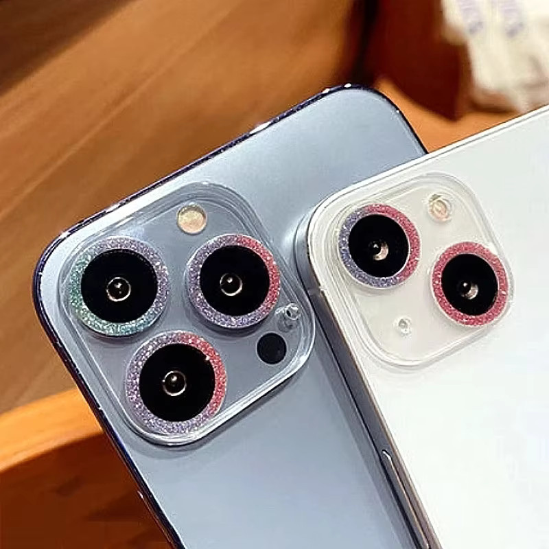 Glitzer Kameraobjektivschutz aus gehärtetem Glas für Apple iPhone in Silber - Bild 1