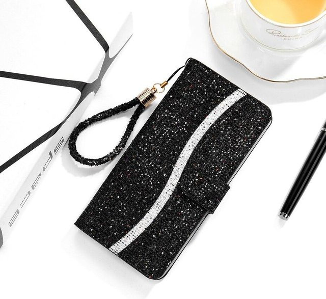 Samsung Leder-Brieftasche für Galaxy S22 Ultra S21 S20 S10 A53 A52 A12 A13 A73 in Schwarz - Bild 1
