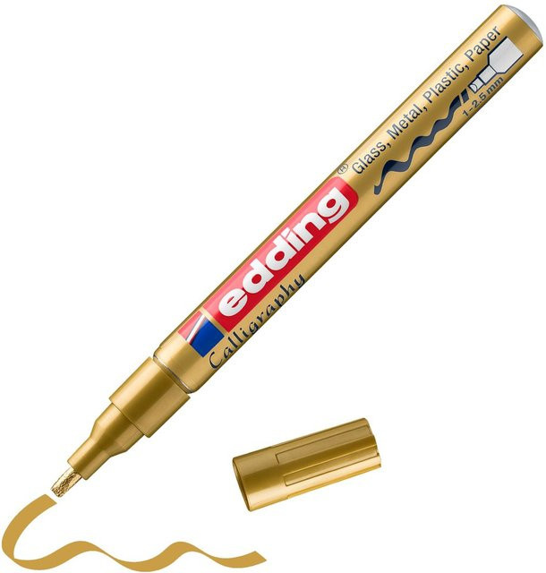 edding 753 Glanzlack-Marker Kalligraphie Gold Permanent mit Brush-Spitze - Bild 1